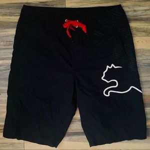 Men's Black Swim Shorts with Red Drawstring